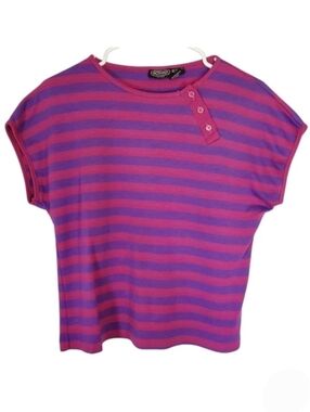 2172 * Gotham Vintage Striped Top Magenta Purple Size M 80s